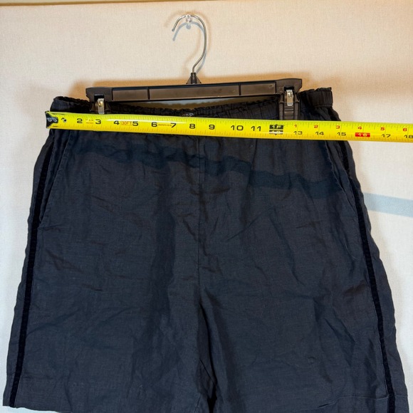 J.Crew Womens Black Linen Velvet Stripe Elastic Waist Shorts Medium Black - Picture 8 of 9